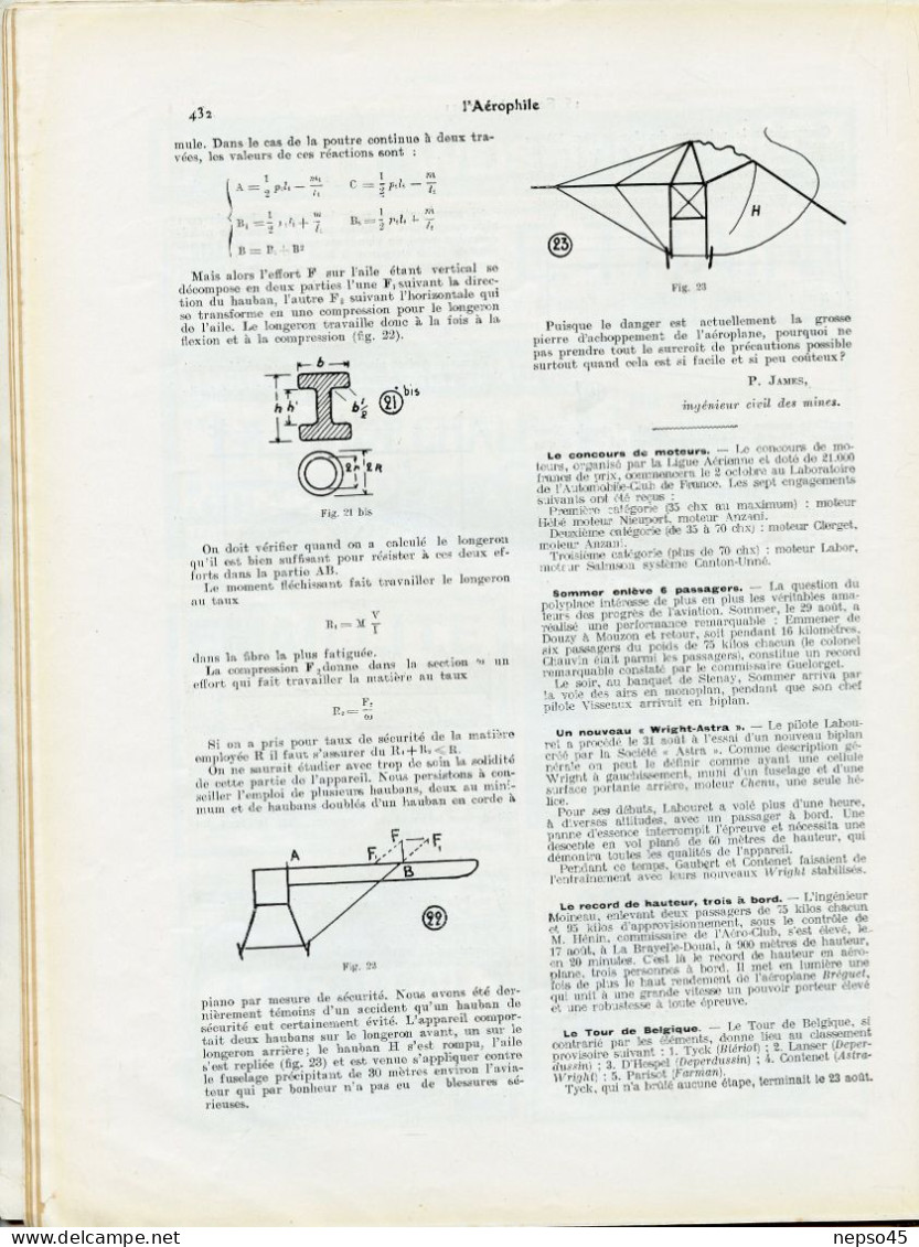 L'aérophile.Revue tecnique & pratique locomotions aériennes.1911.publie le Bulletin Officiel de l'Aéro-Club de France.