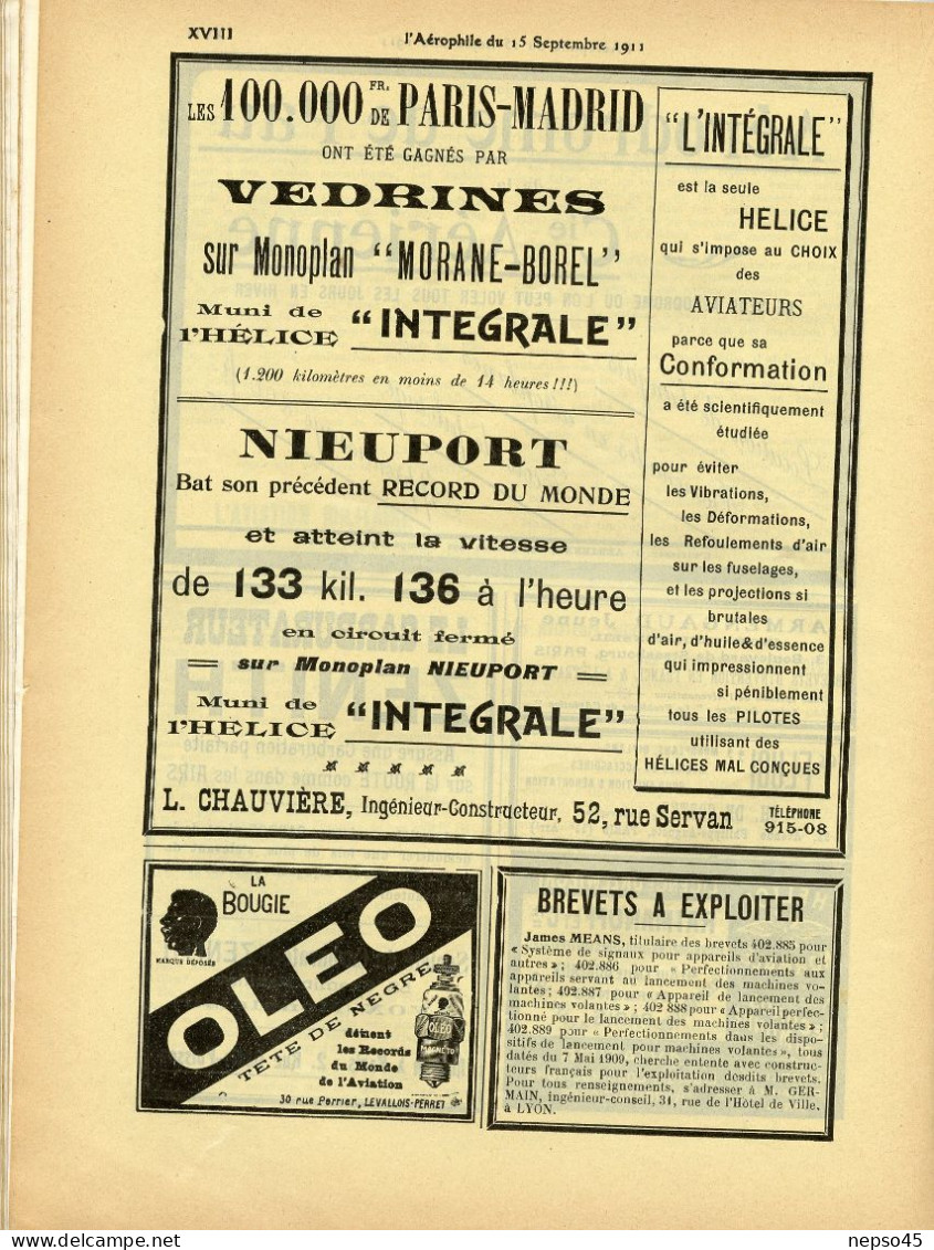 L'aérophile.Revue tecnique & pratique locomotions aériennes.1911.publie le Bulletin Officiel de l'Aéro-Club de France.