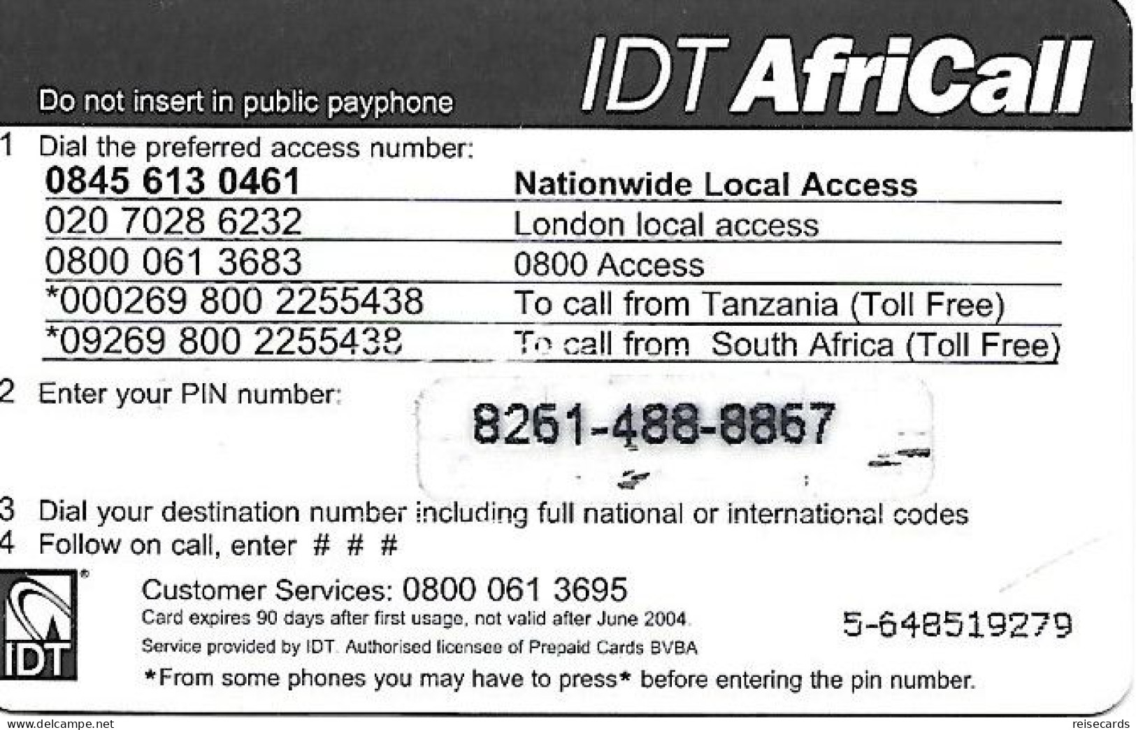 Great Britain: Prepaid IDT - AfriCall 06.04 - Autres & Non Classés