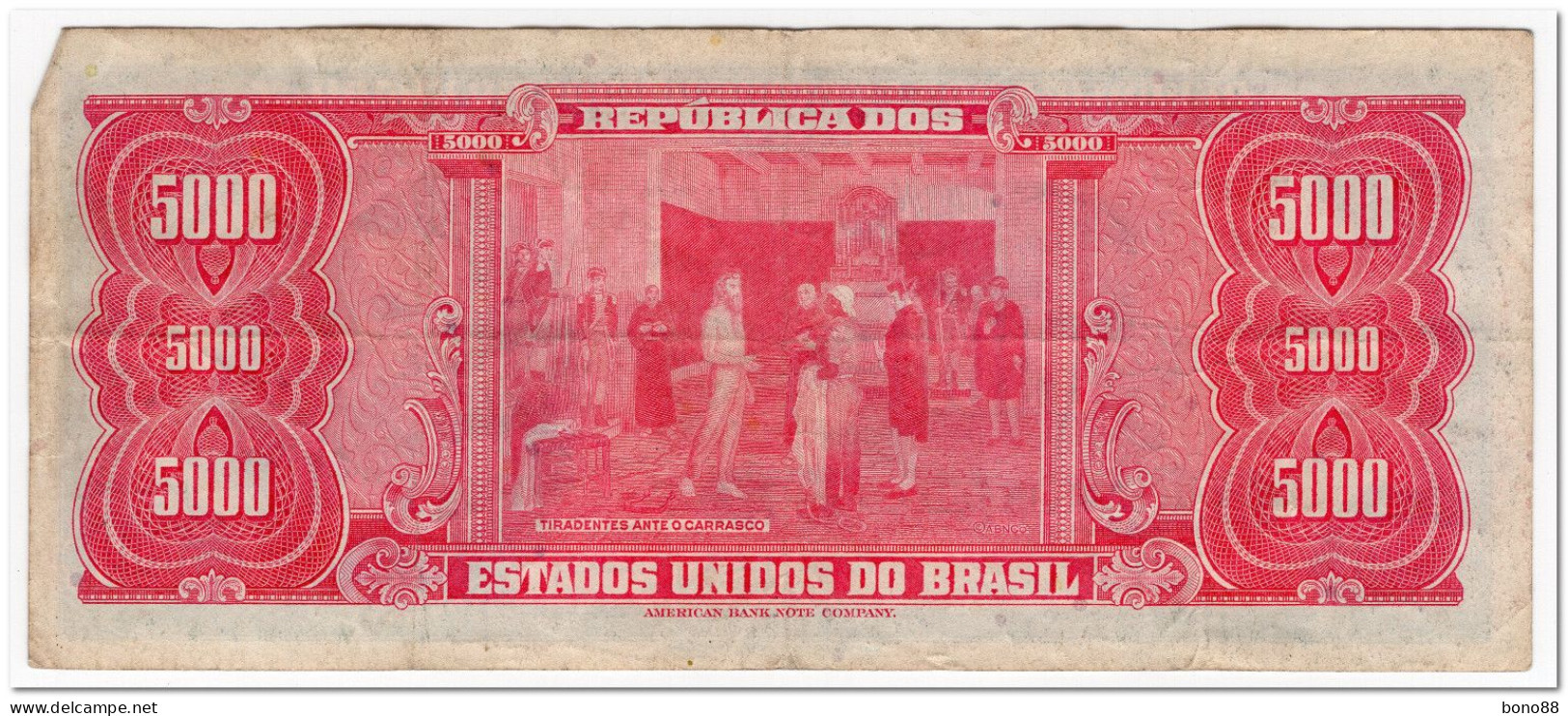 BRAZIL,5 CRUZEIROS NOVOS ON 5000 CRUZEIROS,1966-67,P.188b,aVF - Brasilien