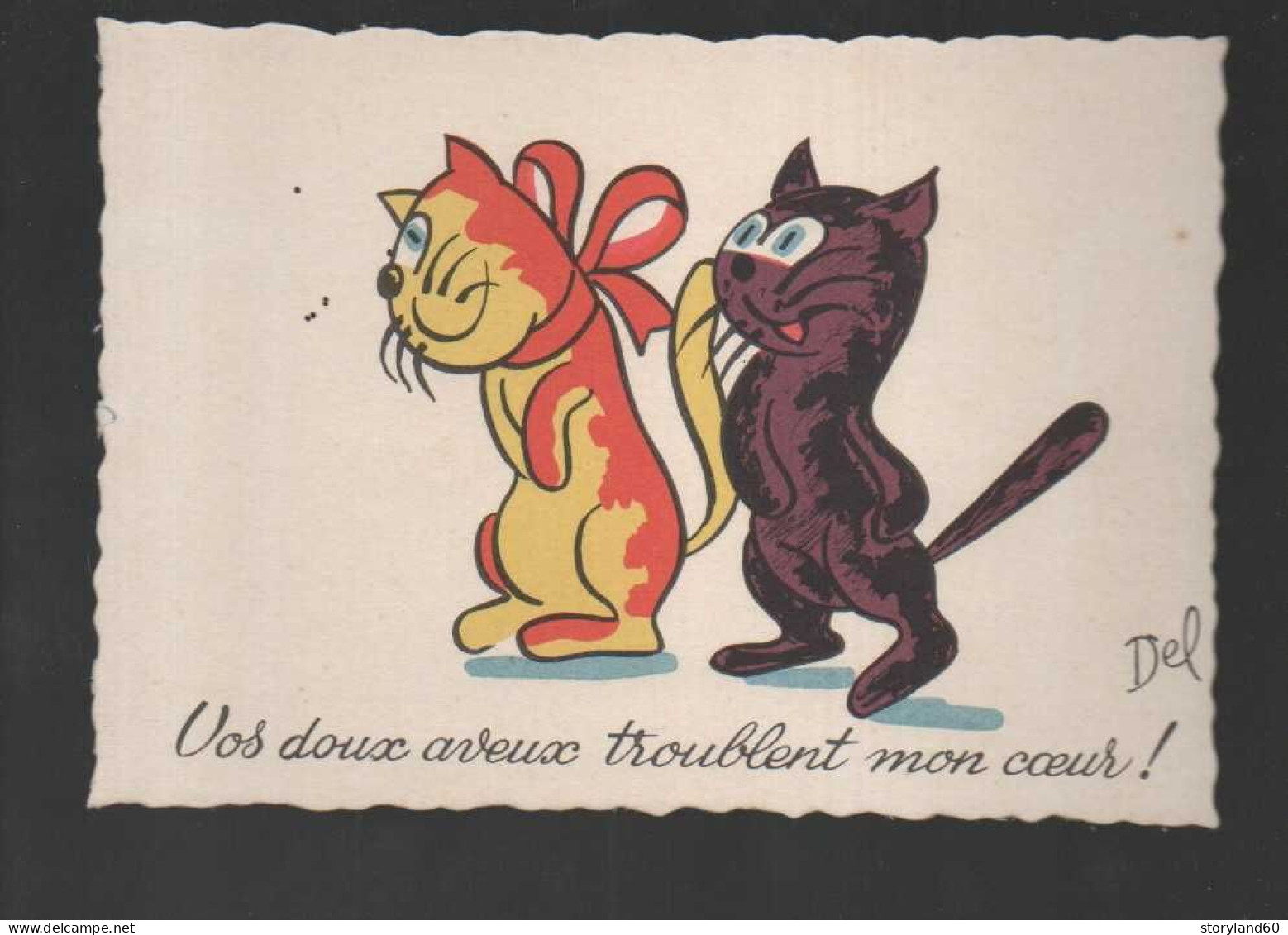 Del , Vos Doux Aveux Troublent Mon Coeur , Chats,  Faune Ou Illustrateur - Zeitgenössisch (ab 1950)
