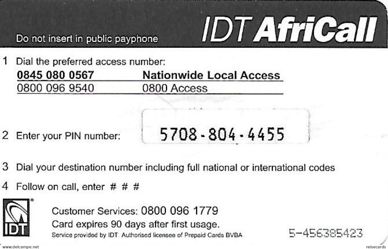 Great Britain: Prepaid IDT - AfriCall 90 Days - Other & Unclassified