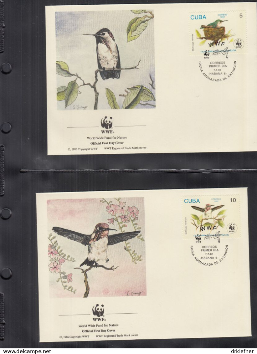 KUBA  3589-3592, 4 FDC, WWF, Weltweiter Naturschutz: Hummelkolibri, 1992 - Ongebruikt