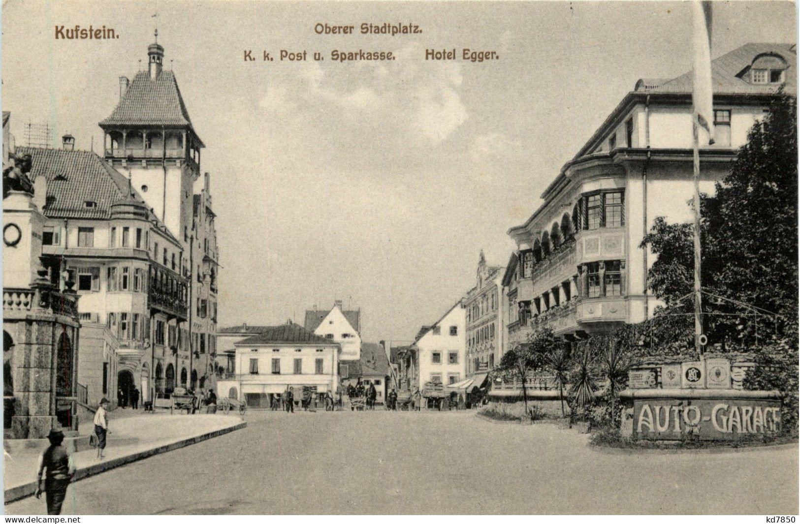 Kufstein, Oberer Stadtplatz, K.K. Post U. Sparkasse, Hotel Egger - Kufstein