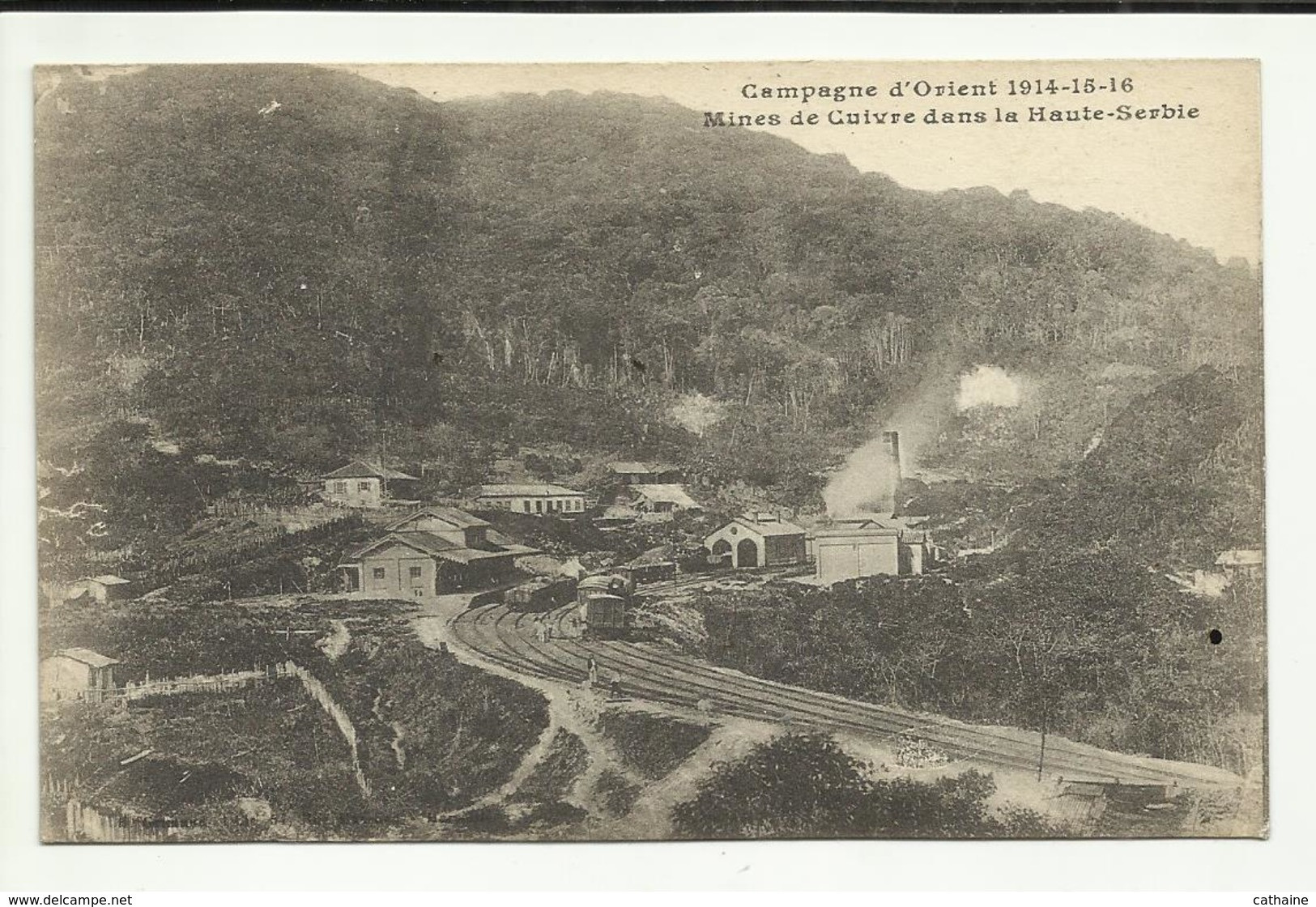 MINES . CAMPAGNE D ORIENT 1914/ 15/ 16 . MINES DE CUIVRE DANS LA HAUTE SERBIE . LA GARE - Mijnen