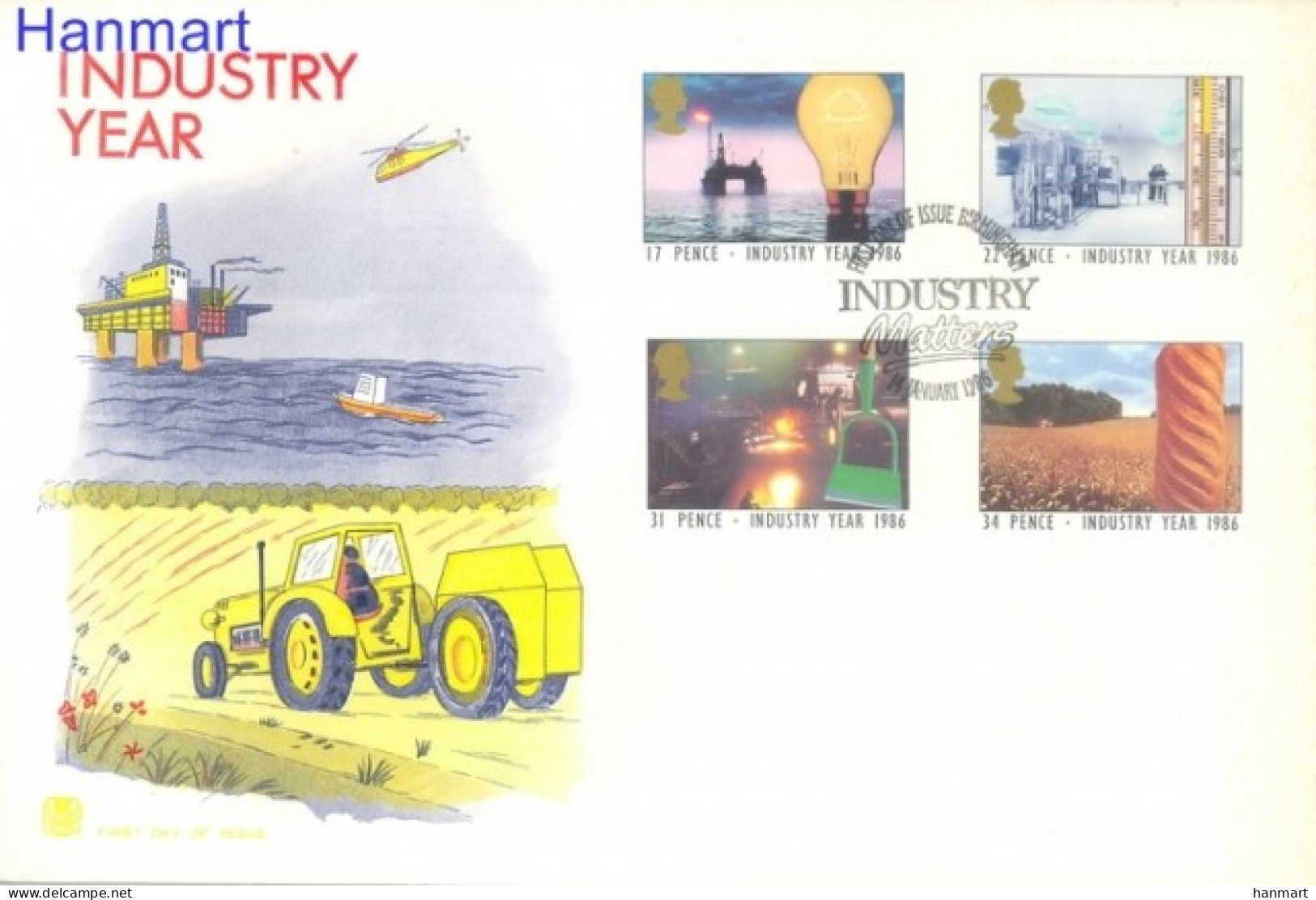 United Kingdom Of Great Britain & Northern Ireland 1986 Mi 1056-1059 FDC  (FDC ZE3 GBR1056-1059c) - Electricity