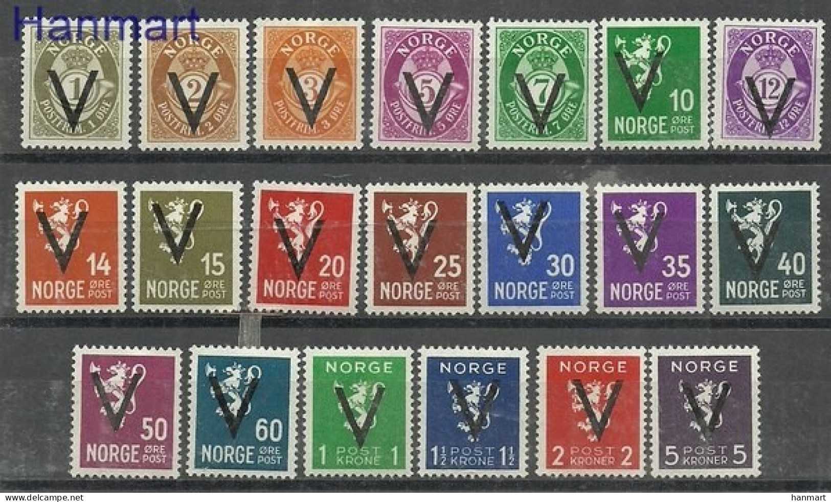 Norway 1941 Mi 237-256 Mh - Mint Hinged  (PZE3 NRW237-256) - Briefmarken