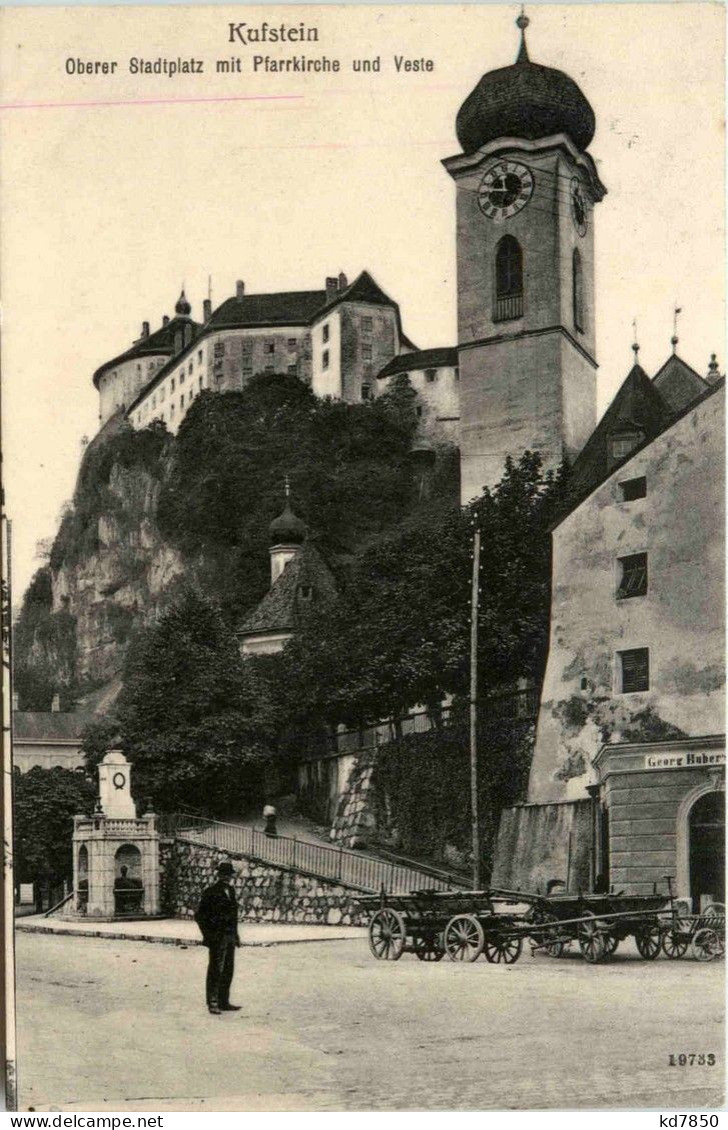 Kufstein - Oberer Stadtplatz Mit Pfarrkirche Und Feste - Kufstein