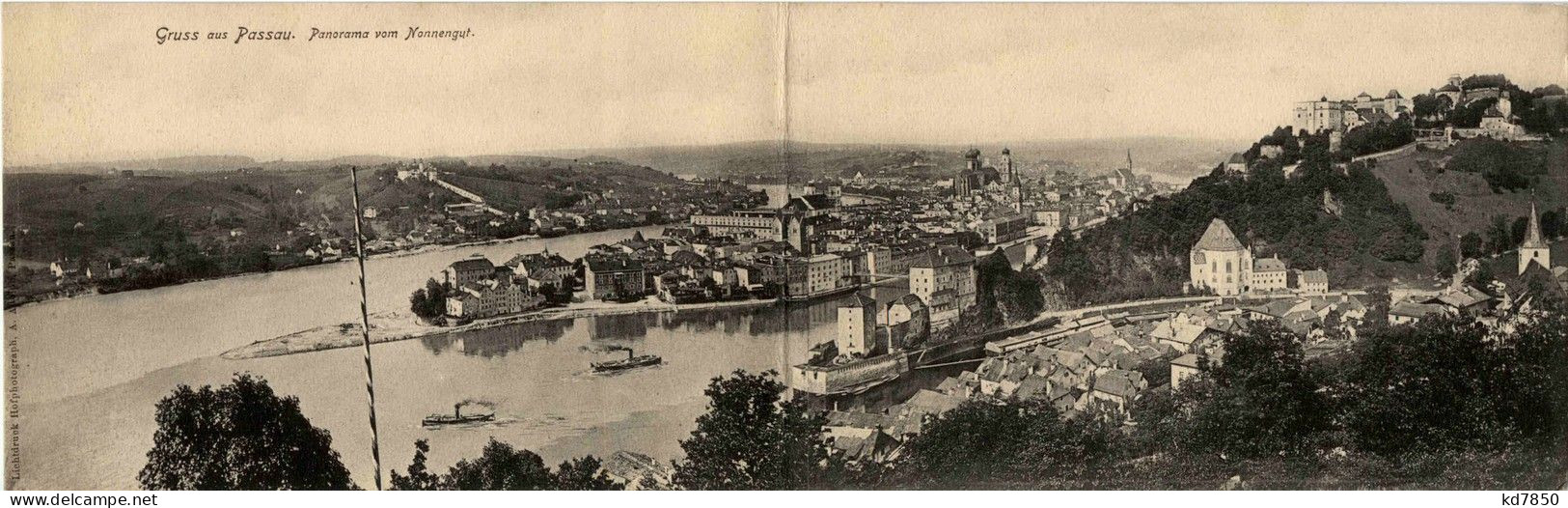 Passau/Bayern - Panorama Vom Nonnengut (Klappkarte) - Passau