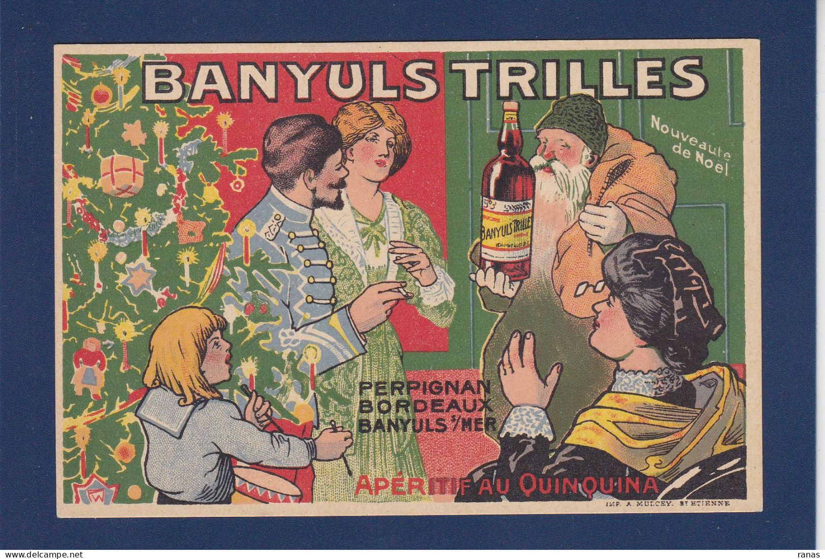 CPA Publicité Alcool Non Circulé Art Nouveau Père Noël Voir Scan Du Dos Perpignan - Advertising