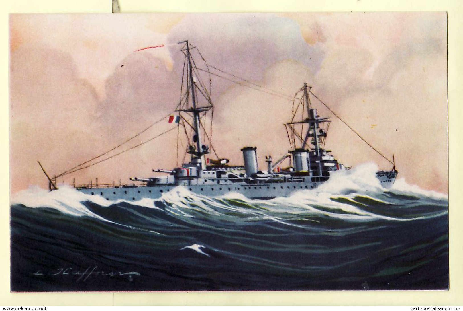 21512 / ⭐ LE DUQUESNE Croiseur 1ère Classe Marine Guerre Illustration HAFFNER AEC Col Ligue Maritime Coloniale1925 WW1  - Oorlog