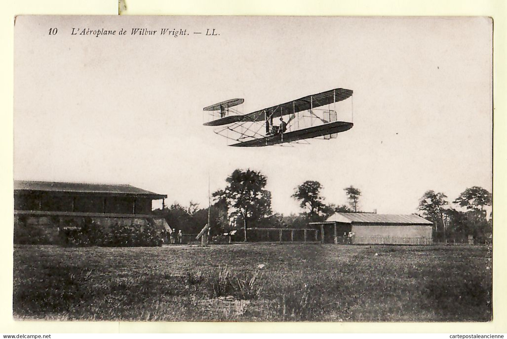 21664 / ⭐ Aeroplane WILBUR WRIGHT Biplan En Vol - Terrain Aviation Hangar Tribune  1910s / LEVY 10 Cpavion - ....-1914: Precursors