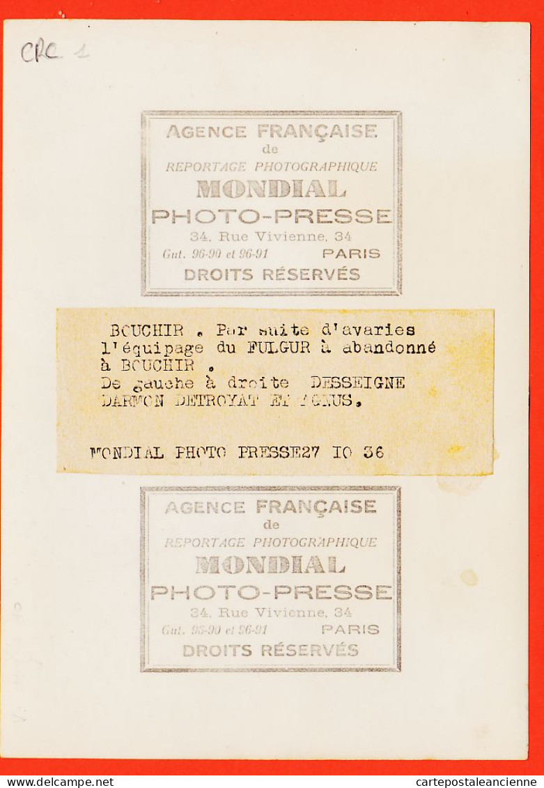 21674 / ⭐ ♥️  BOUCHIR Abandon BREGUET FULGUR Raid PARIS SAÏGON 27-10-1936 DESSEIGNE DARMON DETROYAT AGNUS Photo-Press - 1919-1938: Between Wars