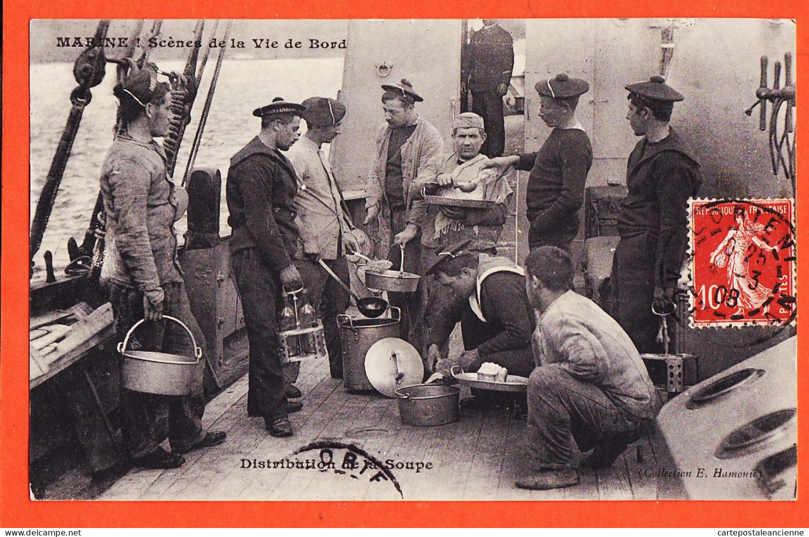21554 / ⭐ MARINE Scènes De La VIE De BORD Distribution De SOUPE 1908 à MarcelleVAUR Rue Esquirol Paris - Oorlog