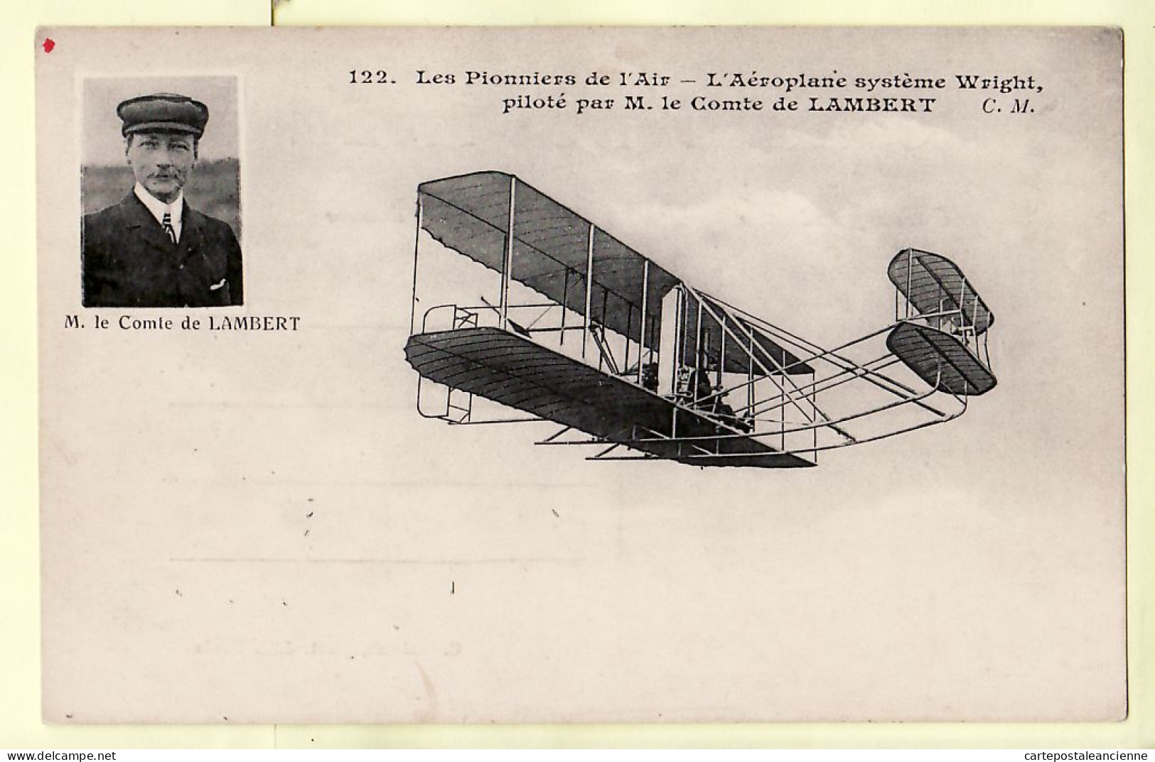 21668 / ⭐ Biplan AEROPLANE Système WRIGHT Piloté Par COMTE De LAMBERT Médaillon 1910s LES PIONNIERS  AIR-MALCUIT 122 - ....-1914: Vorläufer