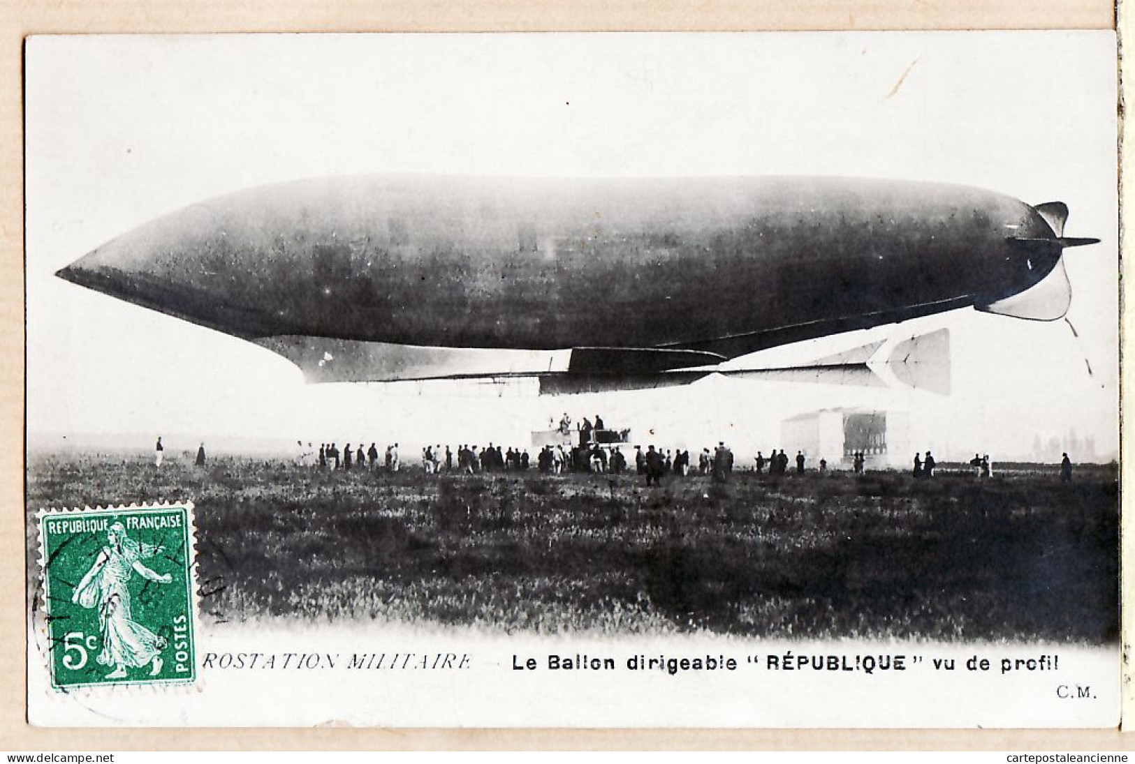 21687 / ⭐ Peu Commun Carte-Photo MALCUIT AEROSTATION MILITAIRE Ballon Dirigeable REPUBLIQUE Profil à BARBAFON à Carbonne - Zeppeline
