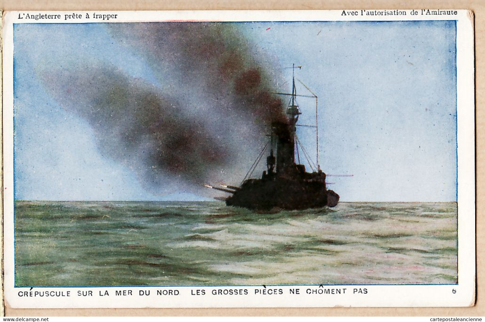 21548 / ⭐ NAVY 1914-1918 ANGLETERRE Prete à FRAPPER Grosses Pieces Ne Choment Pas CREPUSCULE Sur MER Du NORD Cpaww1 - Oorlog