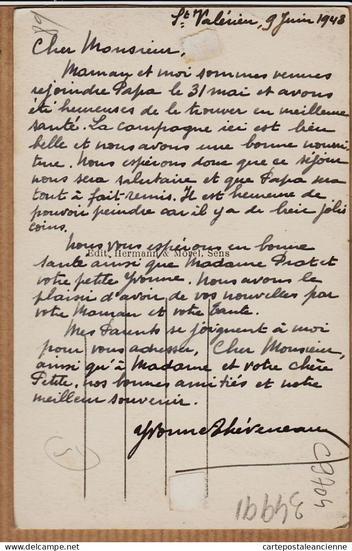 21834 / ⭐ SAINT-VALERIEN Yonne Le Château Façade Entrée Pont Balustres  9 Juin 1948 Edition CAPPE - Saint Valerien