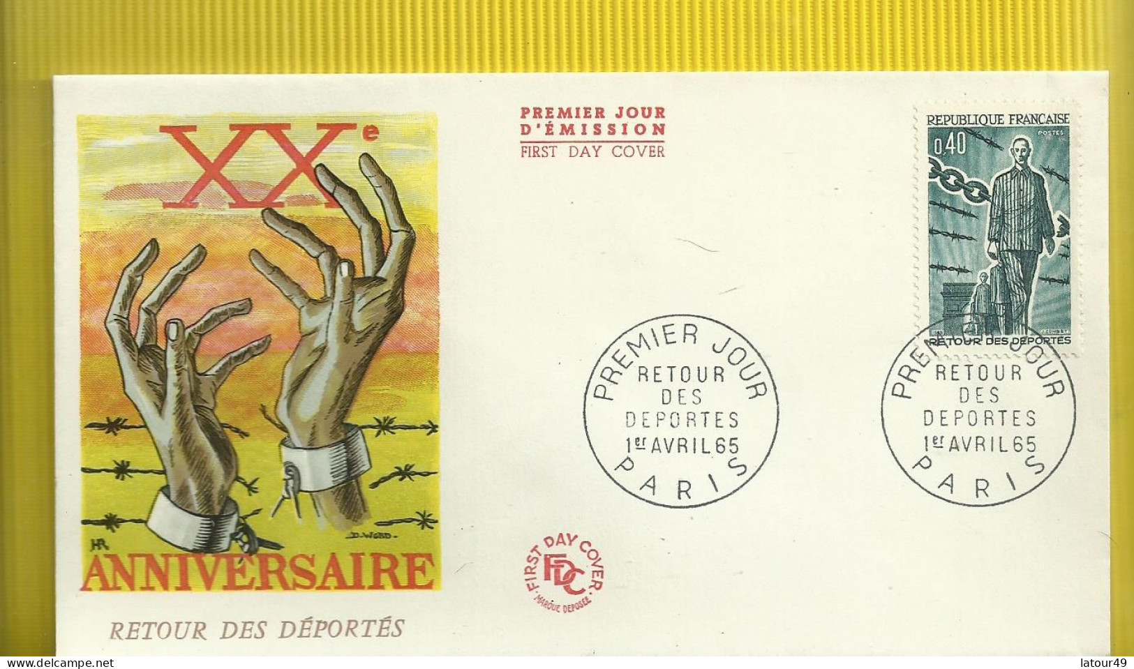 Enveloppe  Premier Jour  Des Deportes  Paris  1965 - 1960-1969