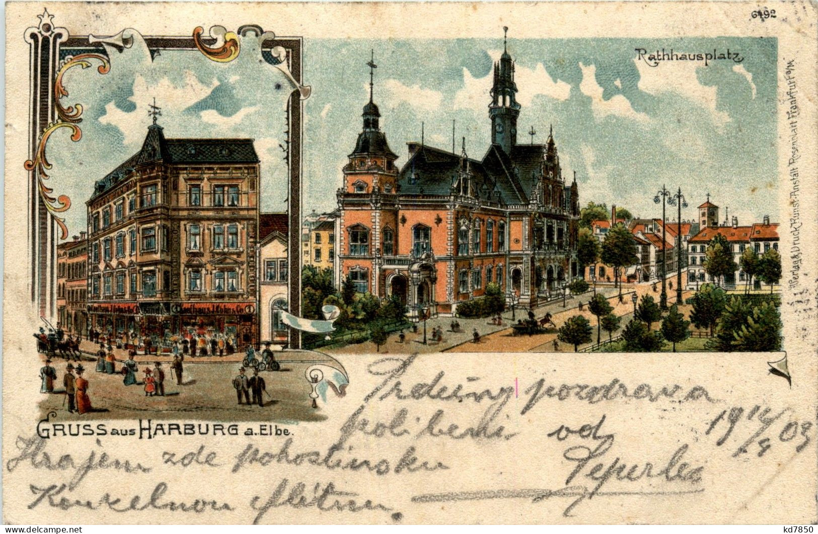 Gruss Aus Harburg - Litho - Harburg