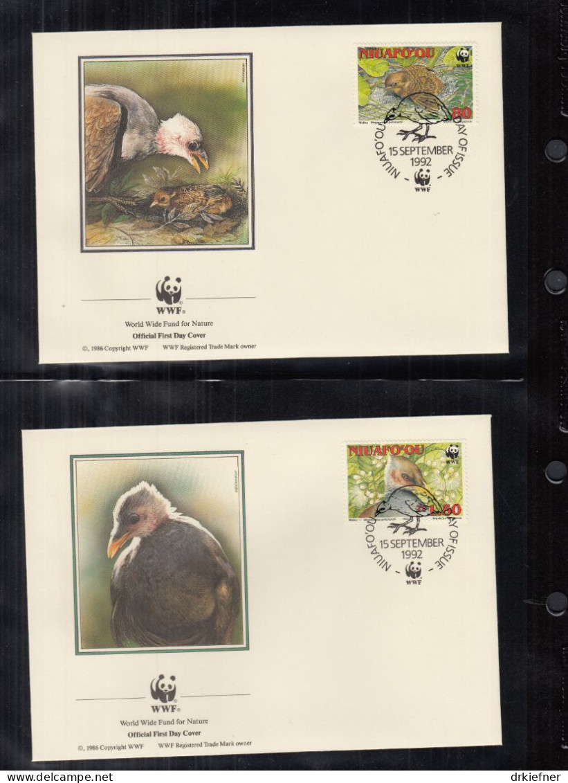 NIUAFO'OU INSEL, Tonga  233-236, 4 FDC, WWF, Weltweiter Naturschutz: Pritchard-Dschungelhuhn, 1992 - Tonga (1970-...)