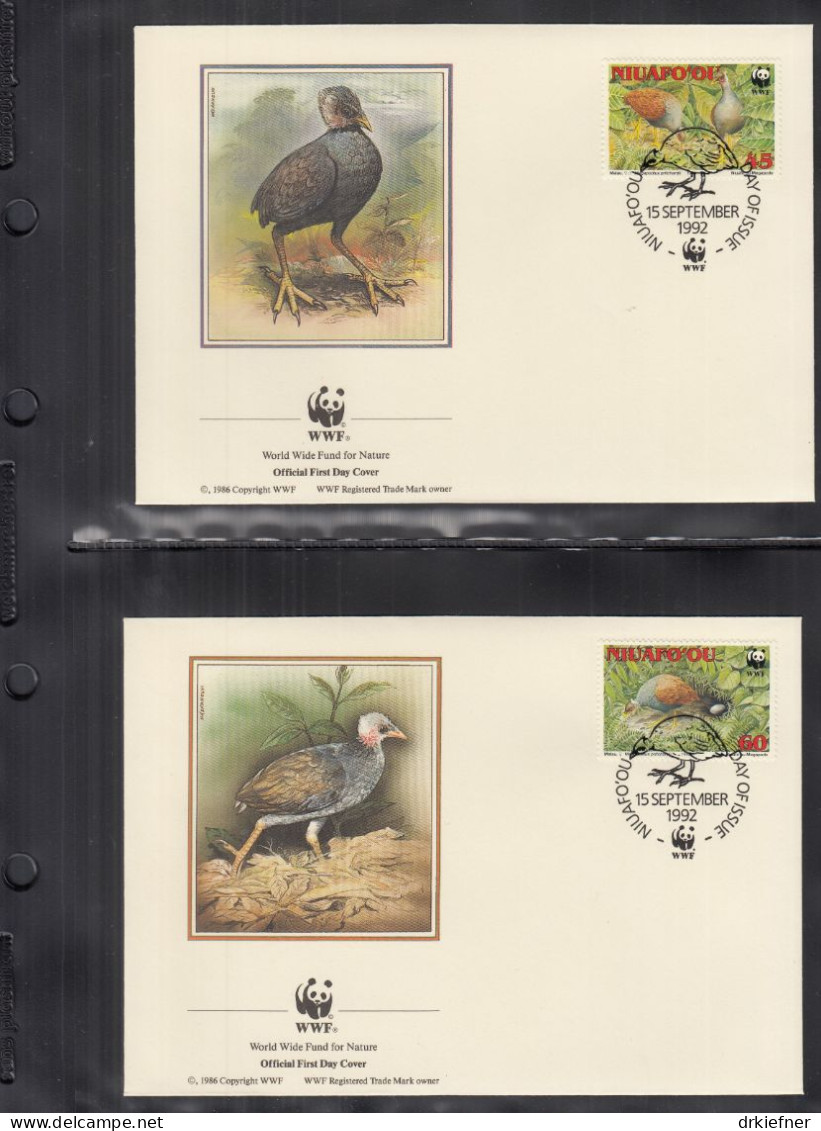 NIUAFO'OU INSEL, Tonga  233-236, 4 FDC, WWF, Weltweiter Naturschutz: Pritchard-Dschungelhuhn, 1992 - Tonga (1970-...)