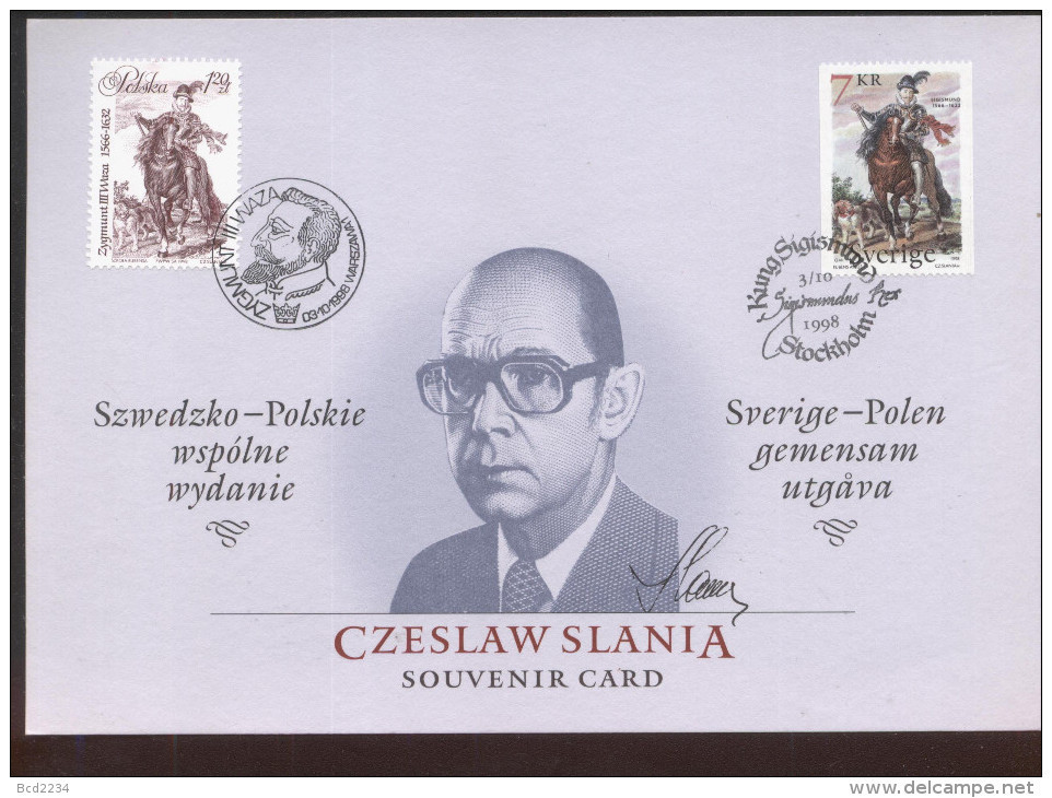 POLAND SWEDEN 1998 SLANIA KING SIGISMUND III WASA JOINT FDC ISSUE PRESENTATION ITEM ROYALTY KINGS - FDC