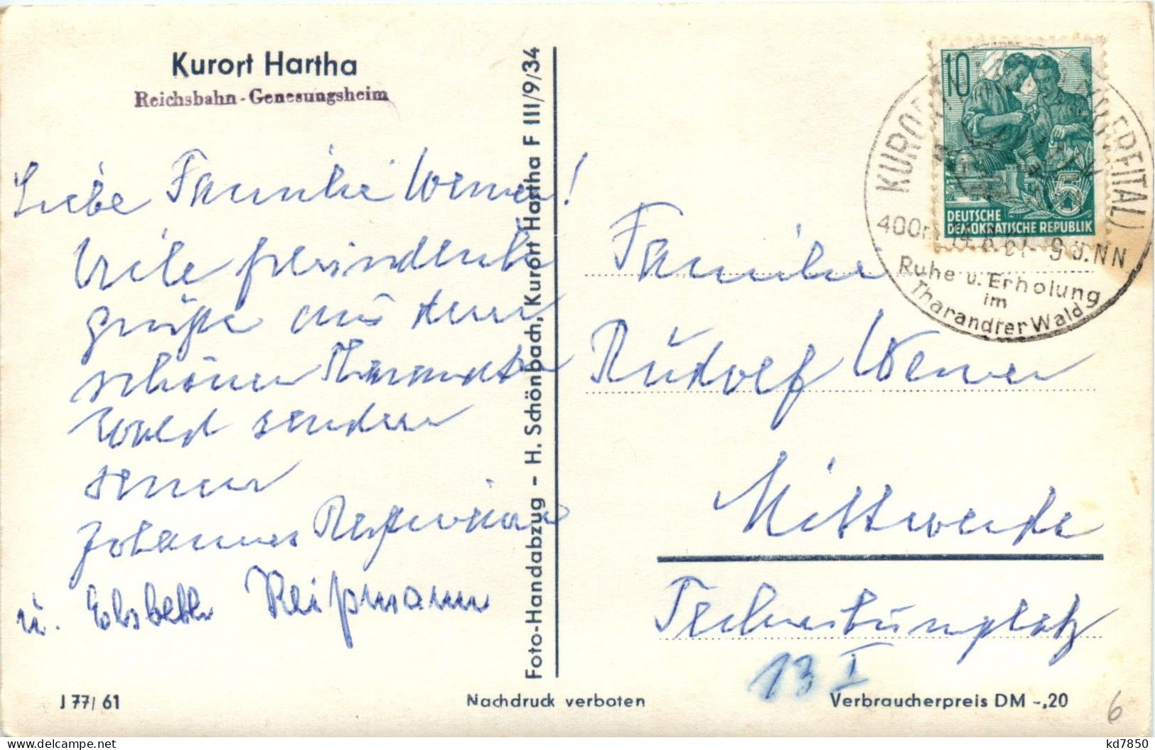 Kurort Hartha - Reichsbahn Genesungsheim - Hartha