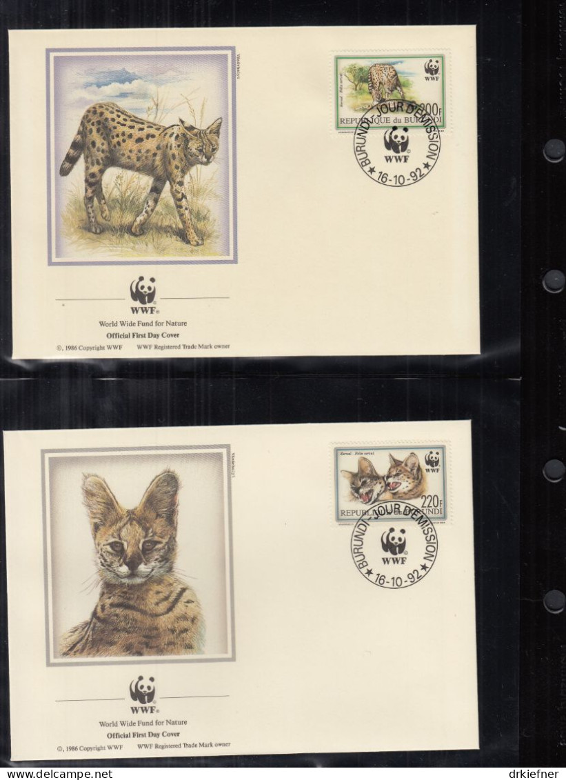 BURUNDI  1758-1761, 4 FDC, WWF, Weltweiter Naturschutz: Serval, 1992 - Ungebraucht