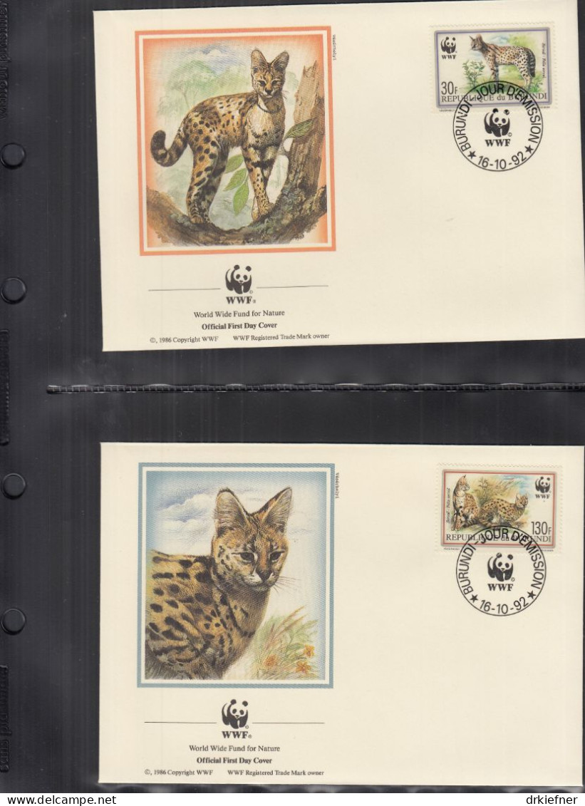 BURUNDI  1758-1761, 4 FDC, WWF, Weltweiter Naturschutz: Serval, 1992 - Unused Stamps