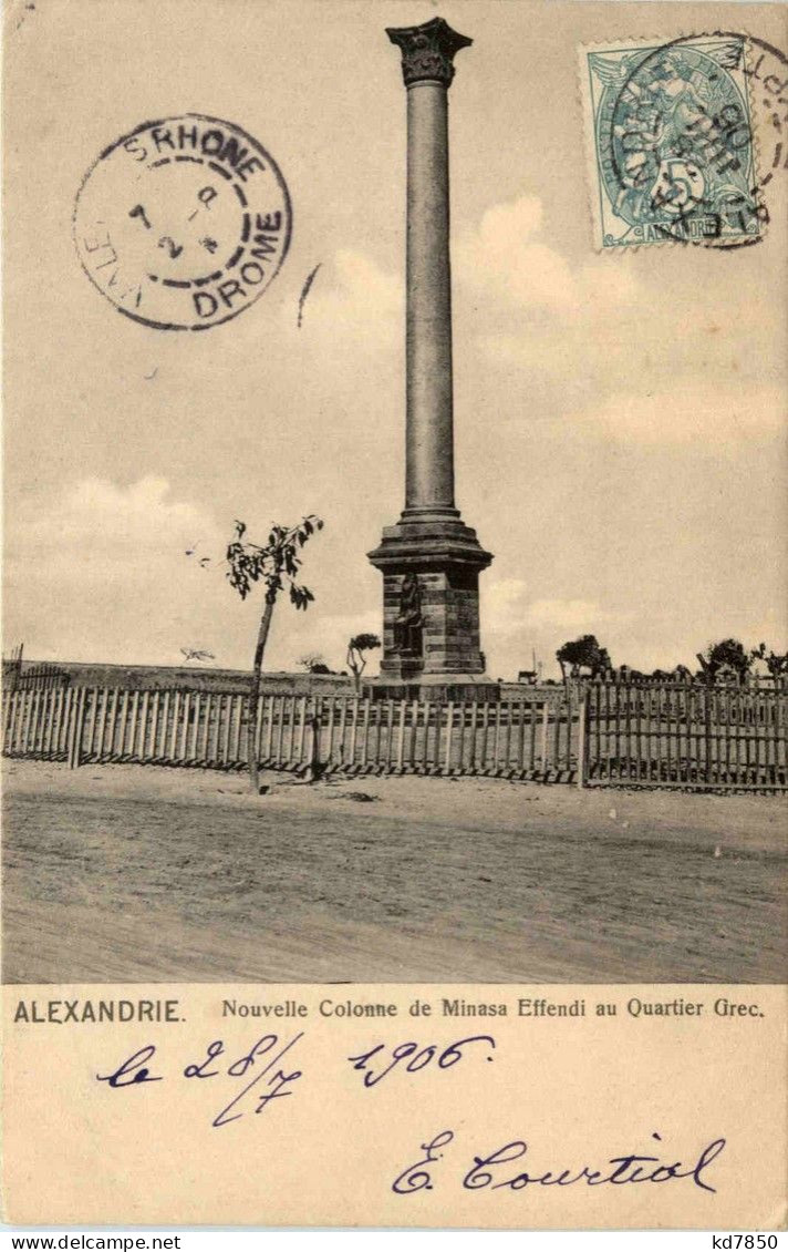 Alexandria - Nouvelle Colonne De Minasa Effendi - Alexandrie