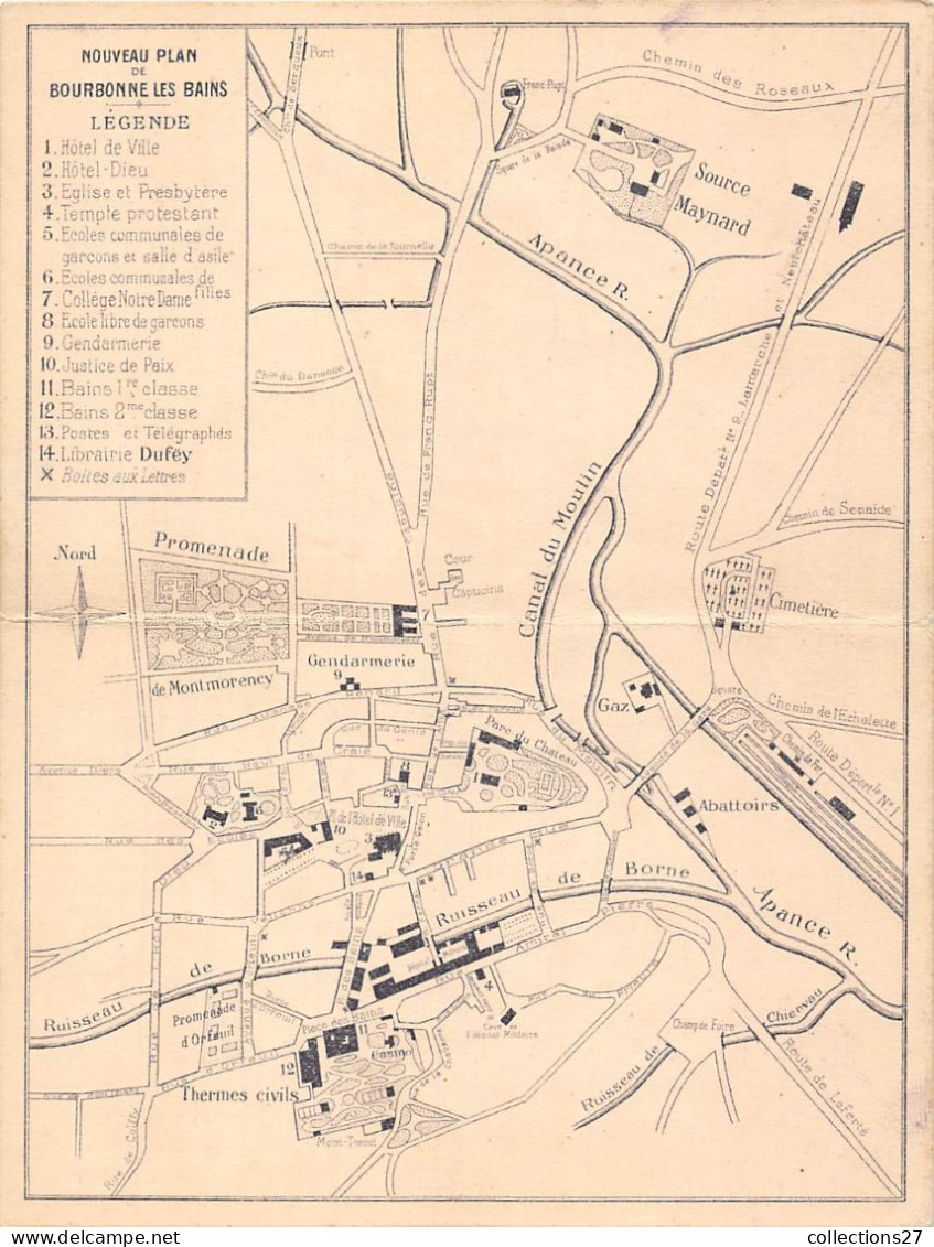 52-BOURBONNE-LES-BAINS- NOUVEAU PLAN DE BOURBONNE LES BAINS -DOUBLE CARTE - Bourbonne Les Bains