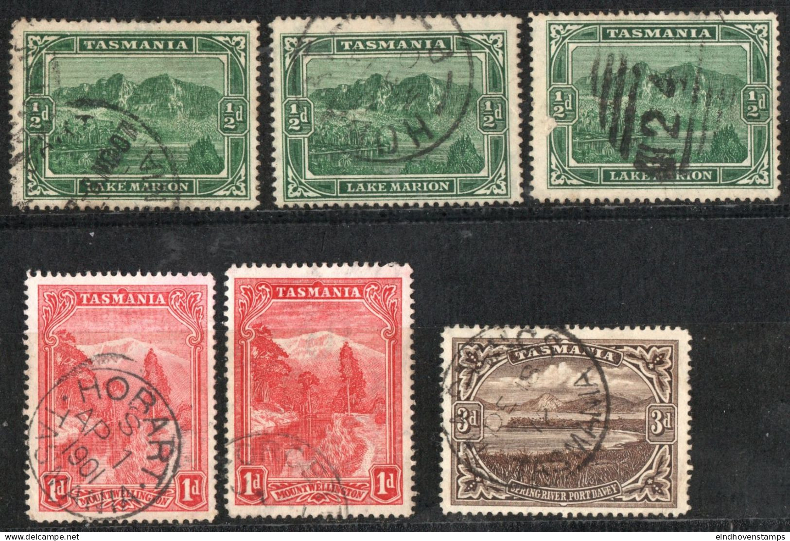 Tasmania 1899 ½p X3, 1 & 3 P Cancelled Shades - Usati