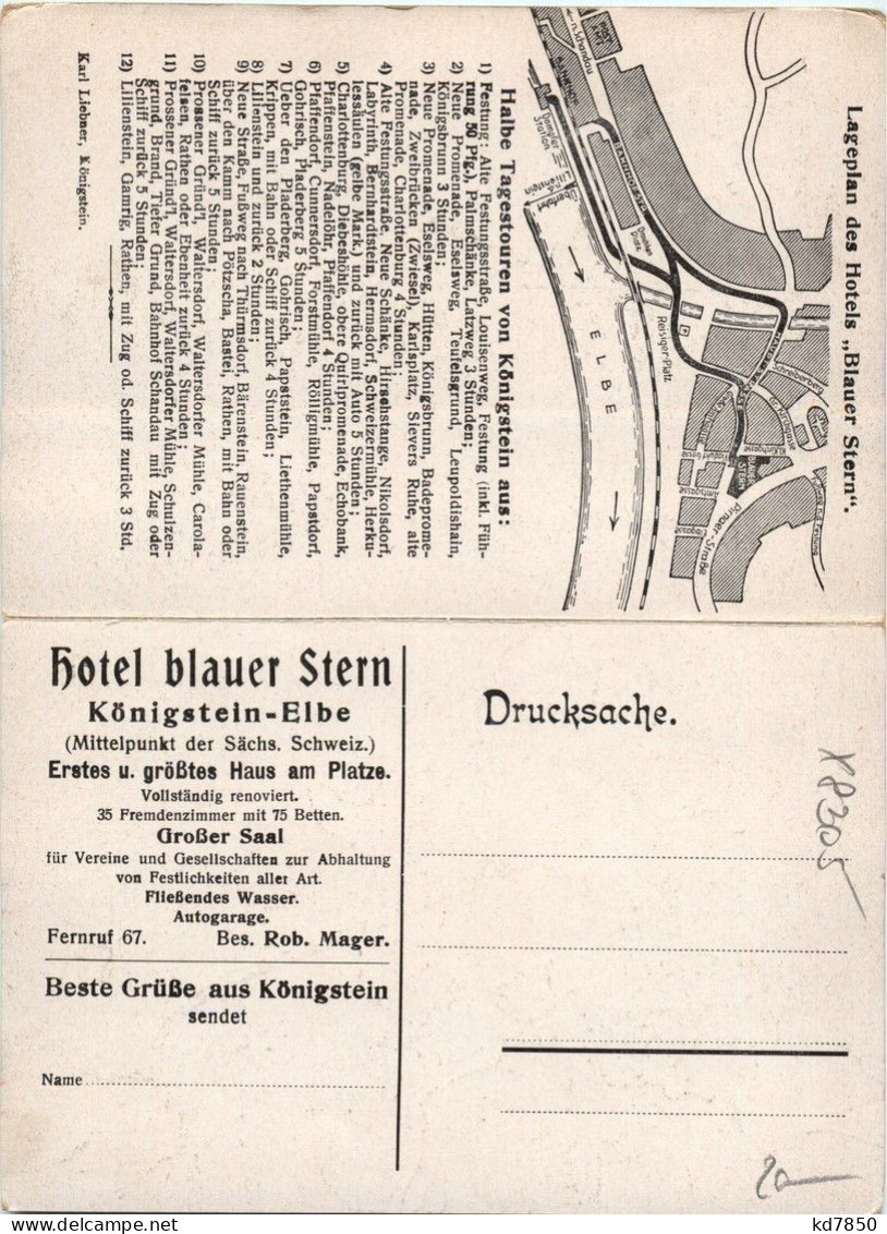 Königstein - Hotel Blauer Stern - Klappkarte - Koenigstein (Saechs. Schw.)