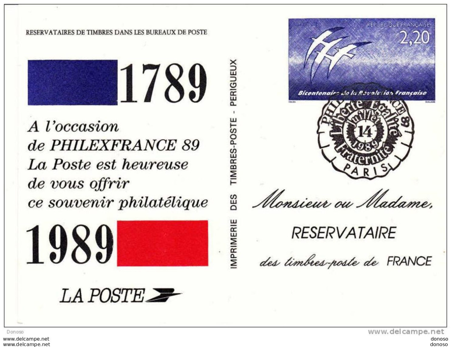 FRANCE 1989 PHILEXFRANCE 89 - Enteros Administrativos