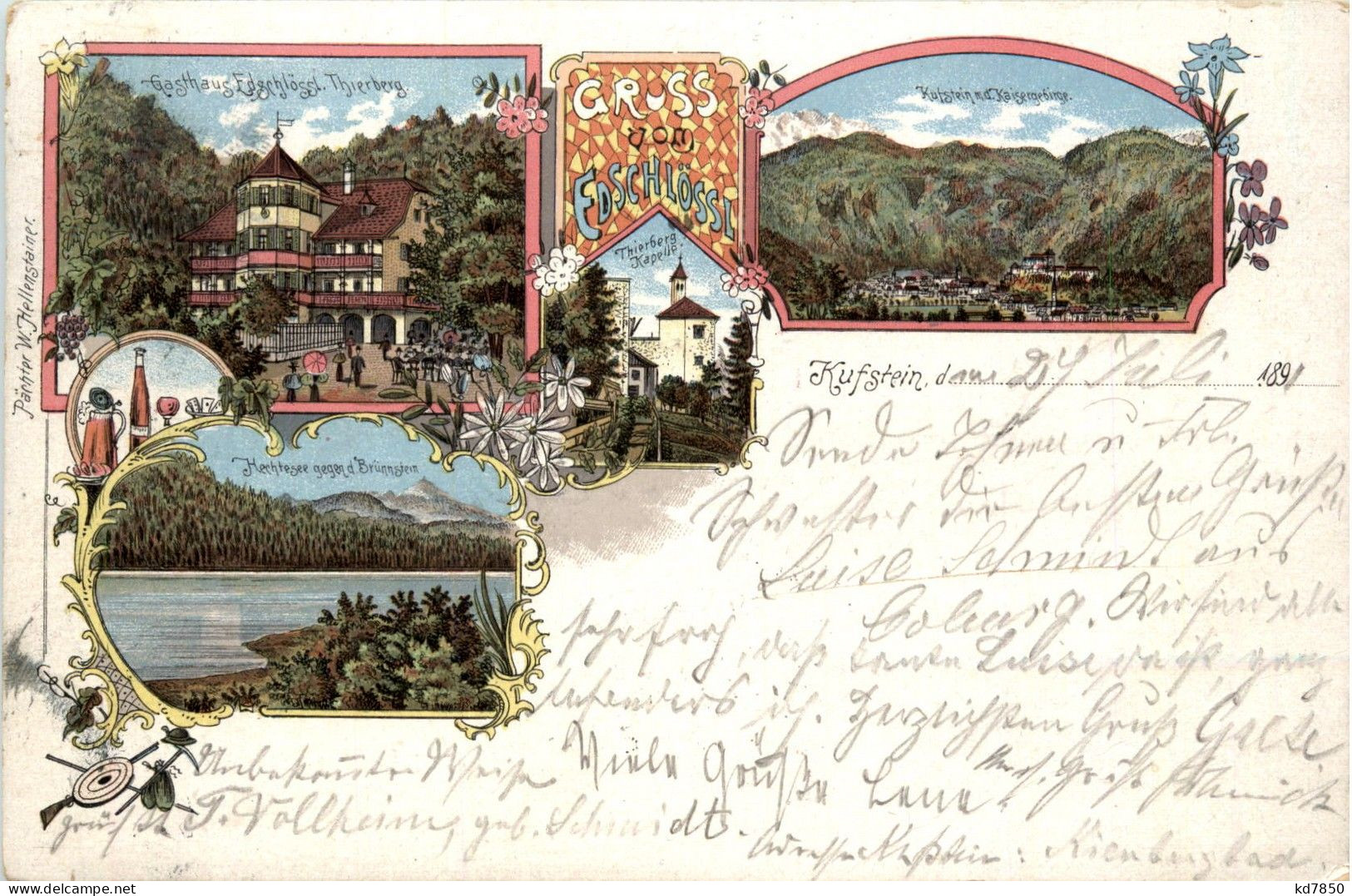 Gruss Vom Edschlössl Kufstein - Litho - Kufstein