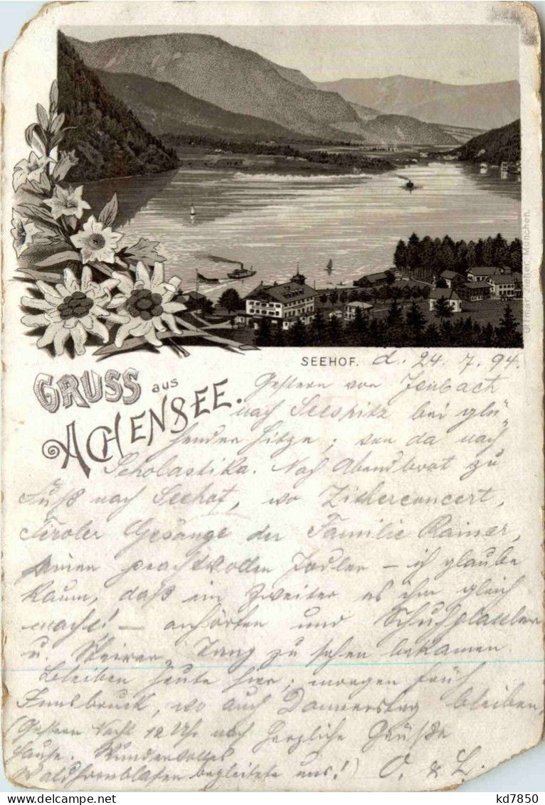 Gruss Vom Achensee 1894 - Litho - Achenseeorte