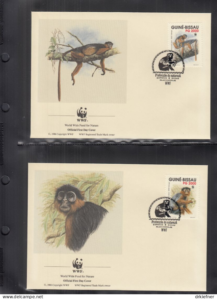 GUINEA-BISSAU  1158-1188, 4 FDC, WWF, Weltweiter Naturschutz: Fatango-Äffchen, 1992 - Guinea-Bissau