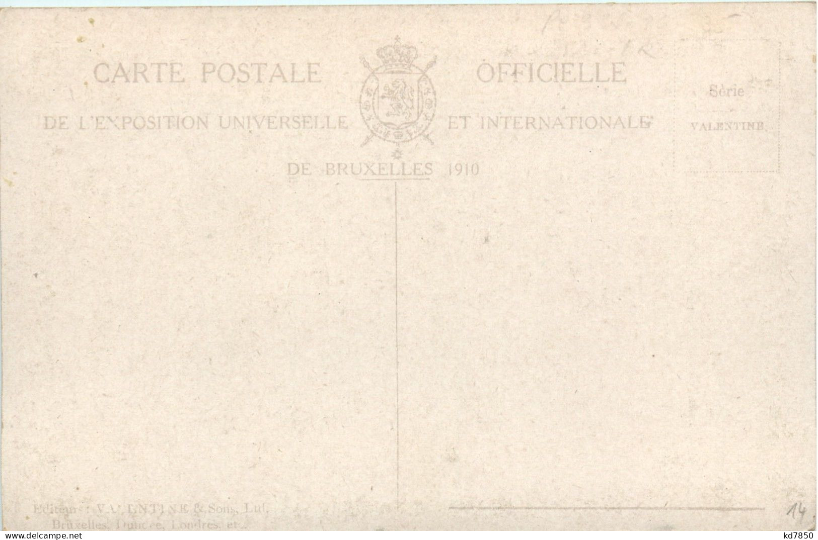 Exposition De Bruxelles 1910 - Mostre Universali