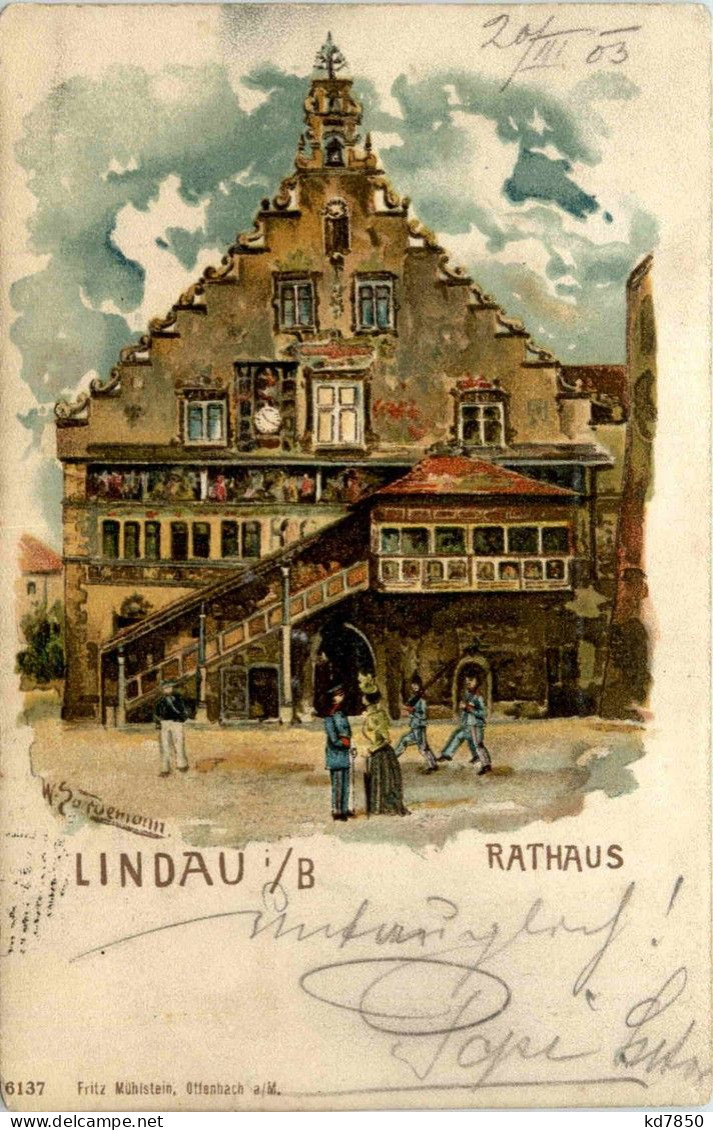 Lindau - Rathaus - Litho - Lindau A. Bodensee