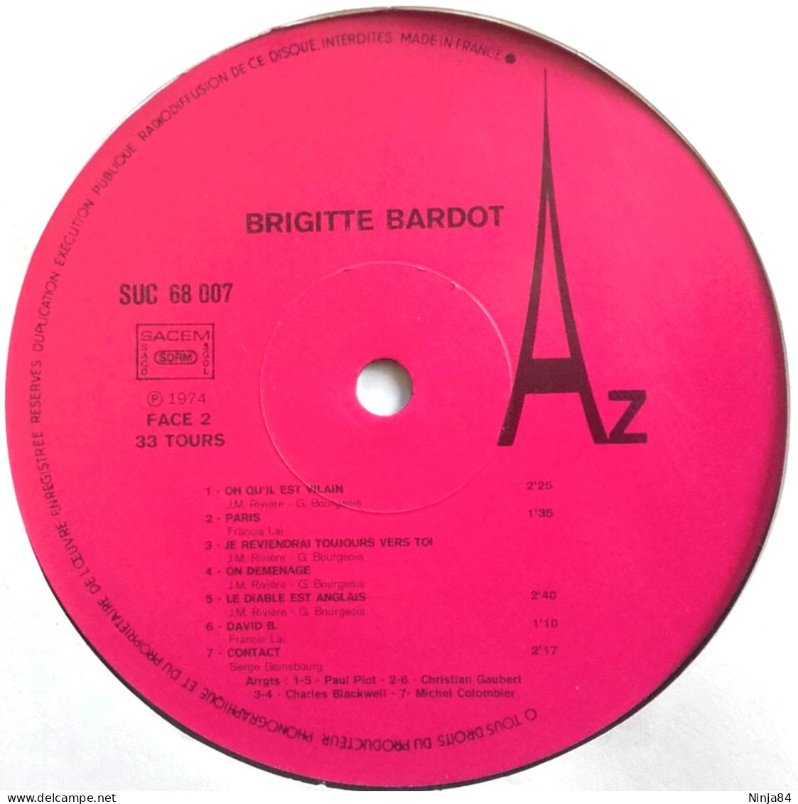 LP 33 CM (12") Brigitte Bardot / Serge Gainsbourg  "  Harley Davidson  " - Sonstige - Franz. Chansons