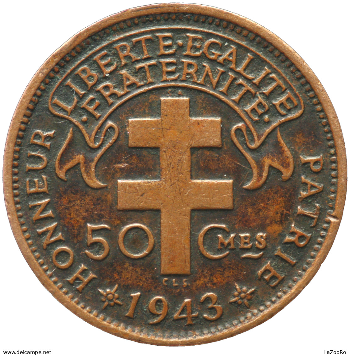 LaZooRo: French Cameroon 50 Centimes 1943 VF / XF - Cameroon