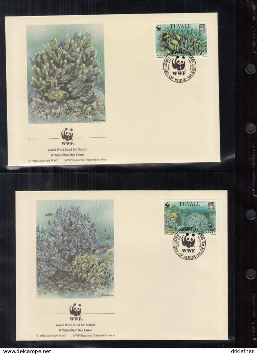 TUVALU  638-641, 4 FDC, WWF, Weltweiter Naturschutz: Blaue Koralle, 1992 - Tuvalu