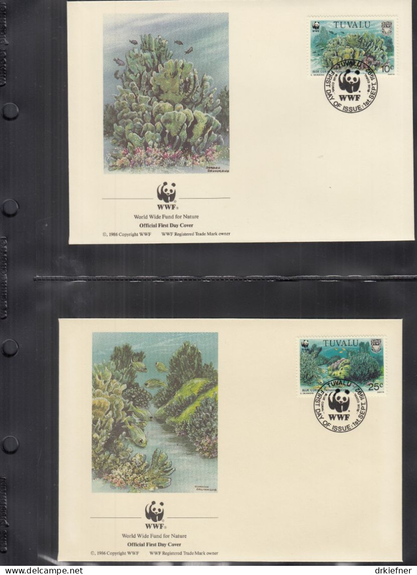 TUVALU  638-641, 4 FDC, WWF, Weltweiter Naturschutz: Blaue Koralle, 1992 - Tuvalu (fr. Elliceinseln)