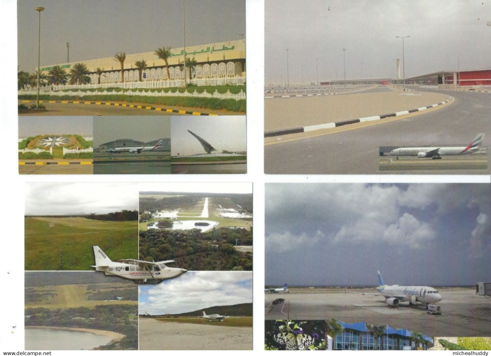 4   POSTCARDS WORLD AIRPORTS PUBLISHED IN AUSTRALIA - Aeródromos