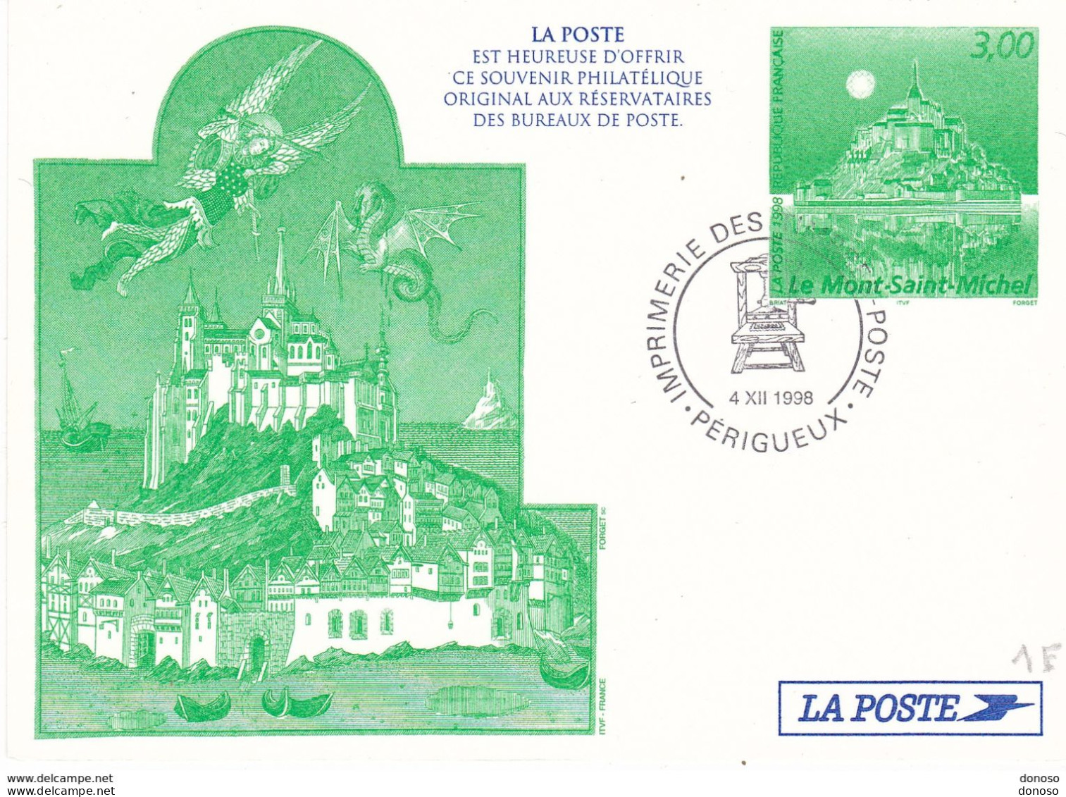 FRANCE 1998 MONT SAINT MICHEL Souvenir Philatélique - Documentos Del Correo