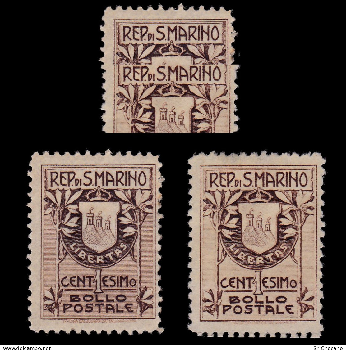 SAN MARINO.1905.1c.Type 1- Type 2.Scott 78-78a.MNG. - Ongebruikt