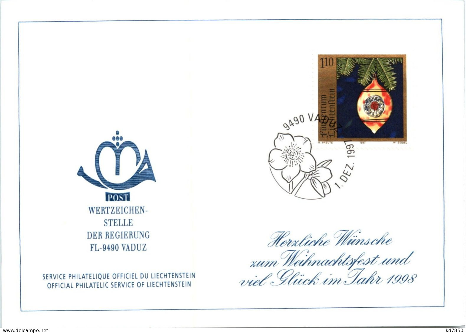 Fürstentum Liechtenstein - Erstausgabebrief 1997 - FDC