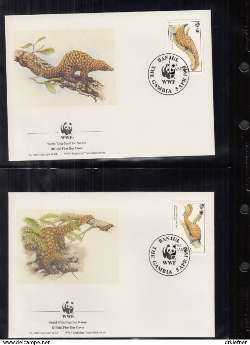 GAMBIA  1550-1553, 4 FDC, WWF, Weltweiter Naturschutz: Langschwanz-Schuppentier, 1993 - Gambie (1965-...)