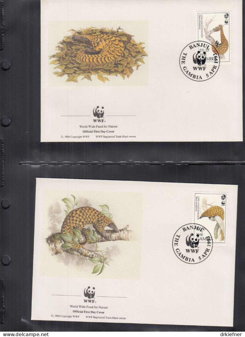 GAMBIA  1550-1553, 4 FDC, WWF, Weltweiter Naturschutz: Langschwanz-Schuppentier, 1993 - Gambie (1965-...)